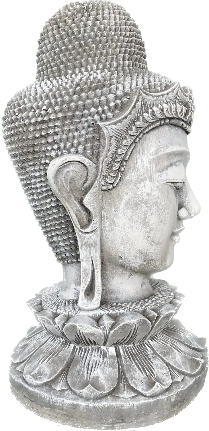  Product image 5 of the product “Champa - Buddha Head on Lotus bud, 50cm H | cast stone ”